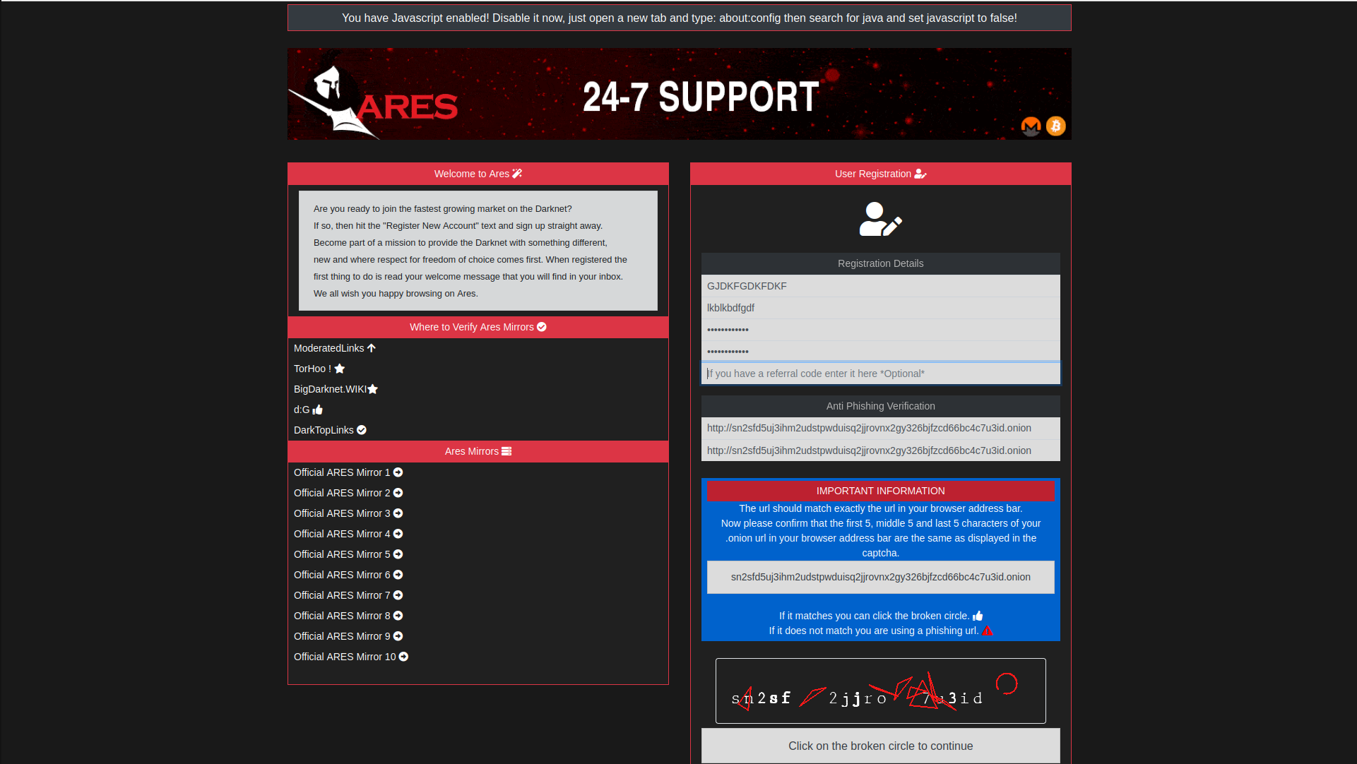 Ares Market Advanced Security Dashboard